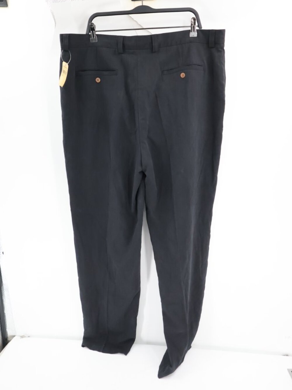 NWT Tommy Bahama Pants Mens 42 L34 Silk Pleated herringbone High Rise Black - Picture 3 of 11